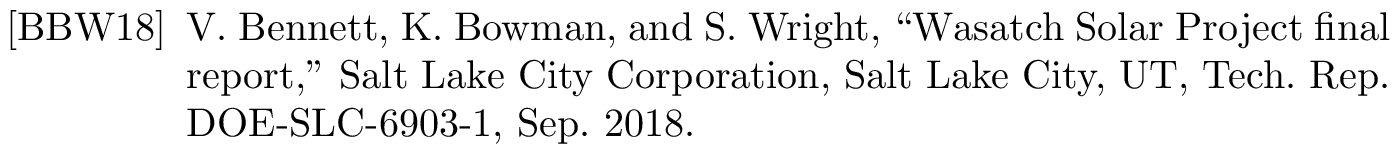 IEEEtranSA: example of a bibliography item for an techreport entry